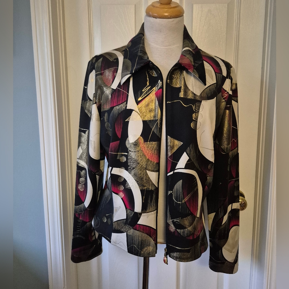 Joseph Ribkoff Black and White Blazer with Artistic Print